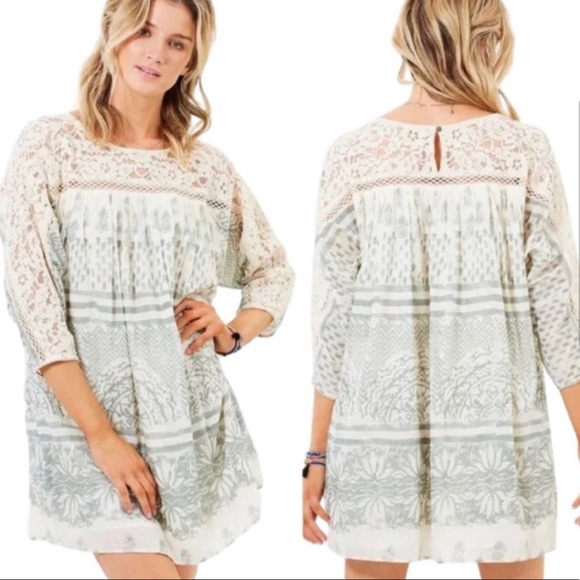 Free People Dresses & Skirts - Free People Sun Daze Lace Mini Dress Ivory Combo